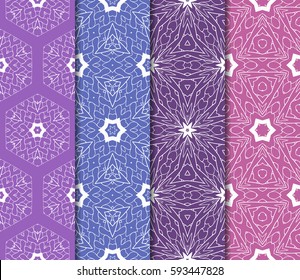 set of Seamless texture of floral ornament. Vector illustration. For the interior design, printing, web and textile