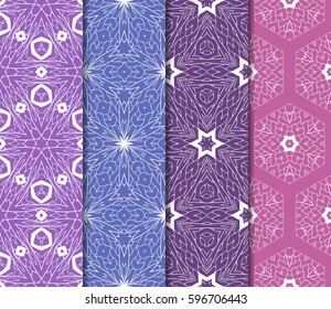 set of Seamless texture of floral ornament. Vector illustration. For the interior design, printing, web and textile