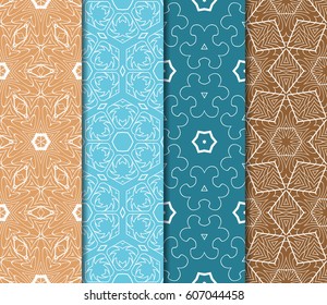 set of Seamless texture of floral ornament. Vector illustration. For the interior design, printing, web and textile