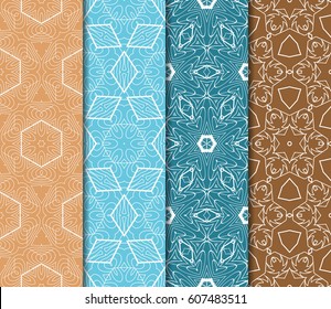 set of Seamless texture of floral ornament. Vector illustration. For the interior design, printing, web and textile