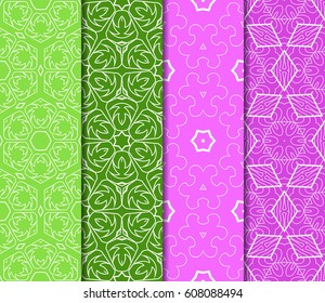 set of Seamless texture of floral ornament. Vector illustration. For the interior design, printing, web and textile