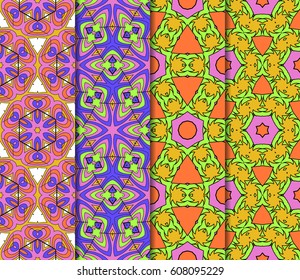 set of Seamless texture of floral ornament. Vector illustration. For the interior design, printing, web and textile
