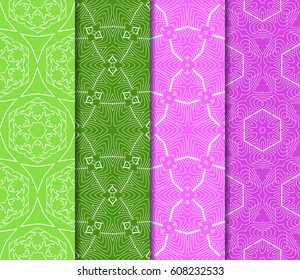 set of Seamless texture of floral ornament. Vector illustration. For the interior design, printing, web and textile