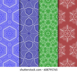 set of Seamless texture of floral ornament. Vector illustration. For the interior design, printing, web and textile