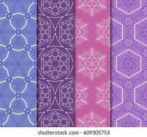 set of Seamless texture of floral ornament. Vector illustration. For the interior design, printing, web and textile