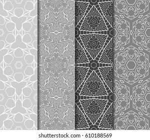 set of Seamless texture of floral ornament. Vector illustration. For the interior design, printing, web and textile