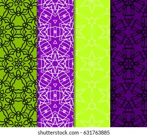 set of Seamless texture of floral ornament. Vector illustration. For the interior design, printing, web and textile