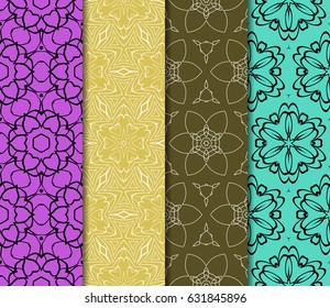 set of Seamless texture of floral ornament. Vector illustration. For the interior design, printing, web and textile