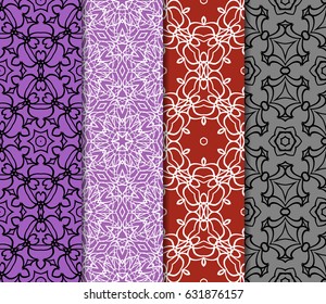 set of Seamless texture of floral ornament. Vector illustration. For the interior design, printing, web and textile
