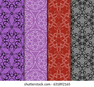 set of Seamless texture of floral ornament. Vector illustration. For the interior design, printing, web and textile