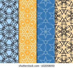 set of Seamless texture of floral ornament. Vector illustration. For the interior design, printing, web and textile