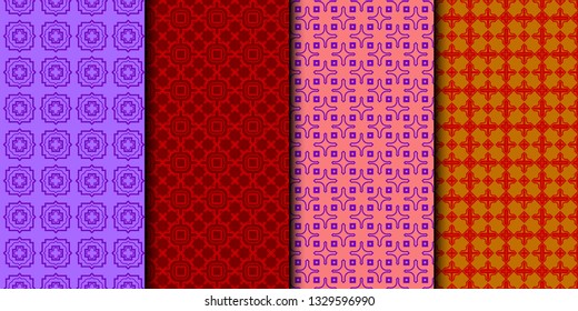 Set Of Seamless Texture Of Geometric Ornament. Vector Illustration. For The Interior Design, Printing, Web And Textile