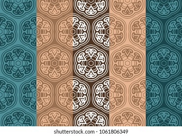 set of Seamless texture of modern  floral ornament. Vector illustration. For the interior design, printing, web and textile