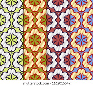 Set of Seamless texture on color background. Element for design. Geometric pattern. Vector illustration
