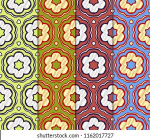 Set of Seamless texture on color background. Element for design. Geometric pattern. Vector illustration