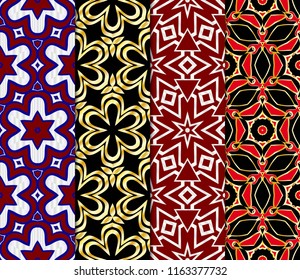 Set of Seamless texture on color background. Element for design. Geometric pattern. Vector illustration.
