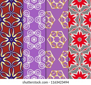 Set of Seamless texture on color background. Element for design. Geometric pattern. Vector illustration.