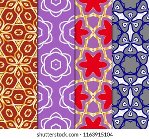 Set of Seamless texture on color background. Element for design. Geometric pattern. Vector illustration.