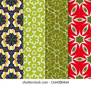 Set of Seamless texture on color background. Element for design. Geometric pattern. Vector illustration.