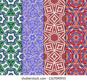 Set of Seamless texture on color background. Element for design. Geometric pattern. Vector illustration.
