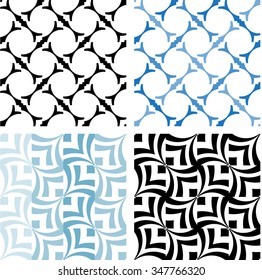 Set of seamless texture of repeating elements of geometric shapes and lines.