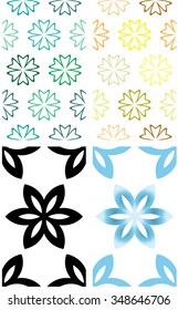 Set of seamless texture of repeating elements of geometric shapes and lines.