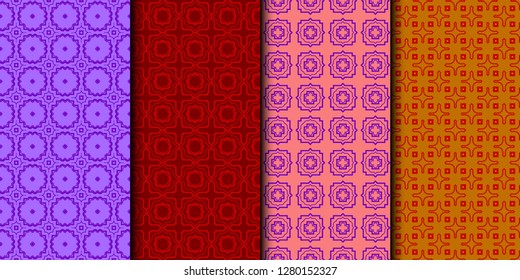 Set Of Seamless Texture Of retro geometric Ornament. Vector Illustration. For The Interior Design, Printing, Web And Textile