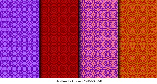Set Of Seamless Texture Of retro geometric Ornament. Vector Illustration. For The Interior Design, Printing, Web And Textile