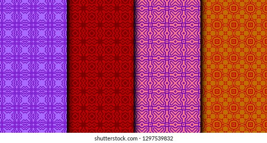 Set Of Seamless Texture Of retro geometric Ornament. Vector Illustration. For The Interior Design, Printing, Web And Textile