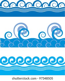 set of seamless texture of sea waves