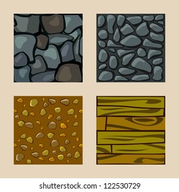 Set of  seamless texture of stones, wood, ground