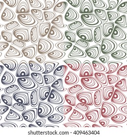 Set of seamless textures with an abstract image of seashells on a white background. Vector illustration EPS 10.