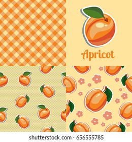 A set of seamless textures with apricot. Vector illustration