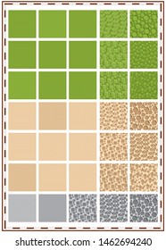 A set of seamless textures. Game design elements. Isolated on white background. Vector illustration.