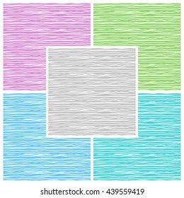 Set of seamless textures of horizontal wavy bands in different colors. Vector eps 10.