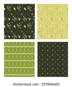 Set of seamless textures for printing on clothes, printing, interior decor and more.
Vector textures with flowers and leaves.