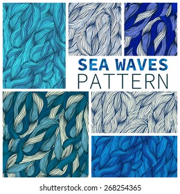 Set of seamless textures sea waves