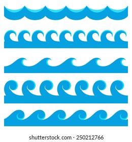 Stylized Cartoon Ocean Waves Hand Drawn Stock Vector (Royalty Free ...