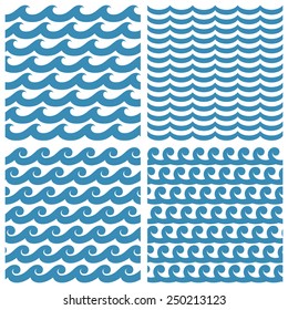 Set of seamless textures with a symbolic image of waves