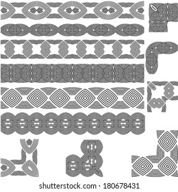 Set of seamless (tile, pattern) line (borders). Patterns frames.
