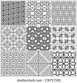 Set of seamless (tile, pattern) vintage backgrounds. Vector illustration.