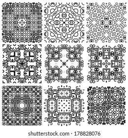 Set of seamless (tile, pattern) vintage backgrounds.Vector illustration.