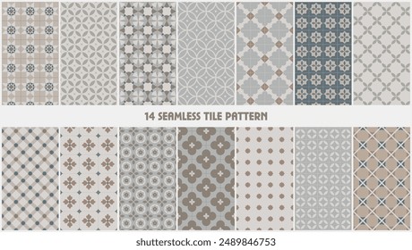 Set of seamless tiles pattern with pastel colors. Hand drawn geometric and ornamental vector background.