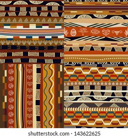Set of seamless traditional ethnic patterns
