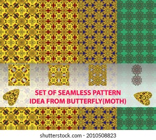 set of seamless transparent pattern idea from butterfly(moth) Utetheisa pulchella.Can be use for wallpaple,backgrounds,paper prints,fabric prints etc.