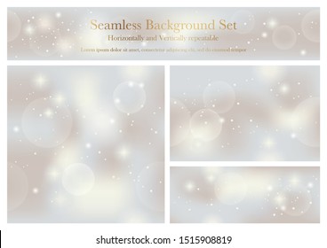 Set of seamless vector abstract backgrounds with lights and halos. Horizontally and vertically repeatable.