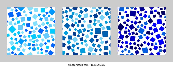 Set of seamless vector backgrounds from blue squares. Monochrome graphic pattern. Eps10.