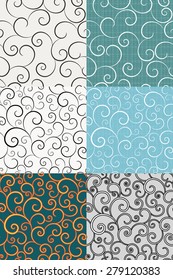 Set of seamless vector backgrounds with swirls