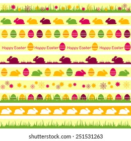 Set of seamless vector borders for Easter design