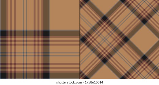 Satz nahtloser, vektorbrauner Tartan-Muster. Geplante Kollektion für Gewebe, Textilien, Umhüllung, Bedeckung usw.